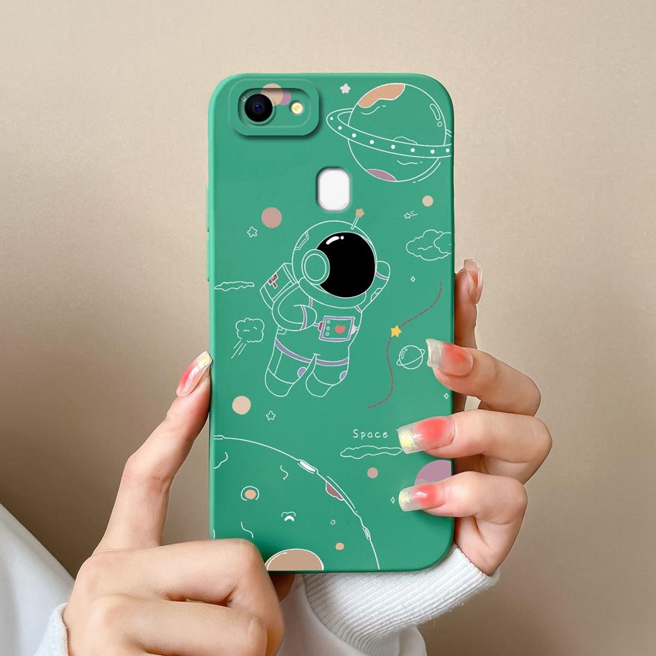 Чехлы для телефонов Oppo F19 F5 F7 F9 F11 F15 F17 F21 Pro Plus с рисунком астронавта из жидкого силикона, противоударные защитные чехлы для Oppo Shell