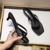 Шлепанцы с квадратным носком, котенок и женские, 2025 новая летняя коллекция, средний-высокий каблук, сланцы с перемычкой для пальцев, тонкий каблук, крутые шлепанцы для улицы