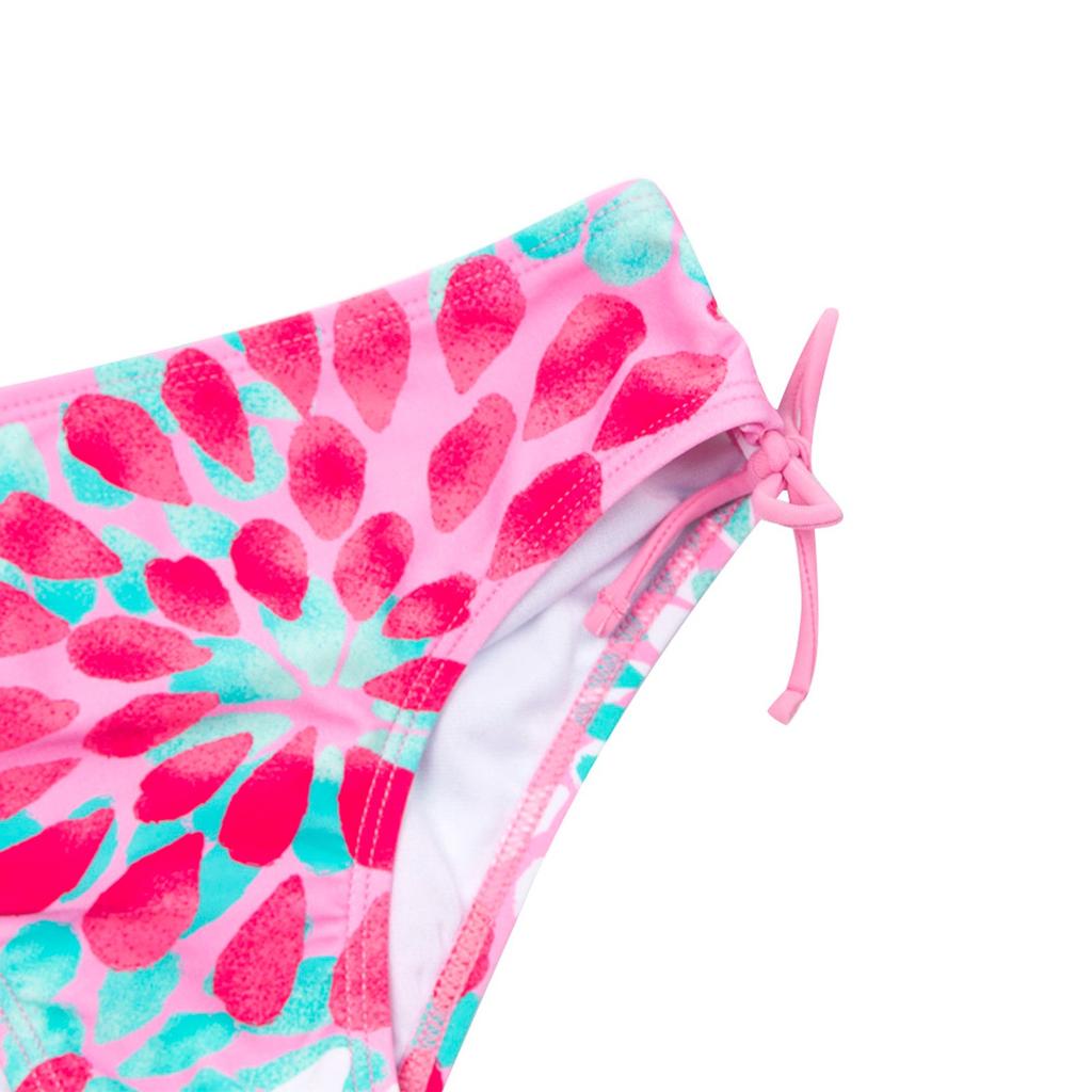 Купальный костюм для девочек, топ с цветочным принтом + плавки бикини на шнурке, костюм для детей 3–14 лет