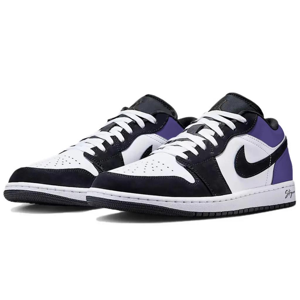 Jordan Air Jordan 1 Purple Toes Низкие кроссовки для баскетбола с защитой от истирания, винтажные, унисекс, Черно-фиолетовые HF3148-106(Команда1291-)