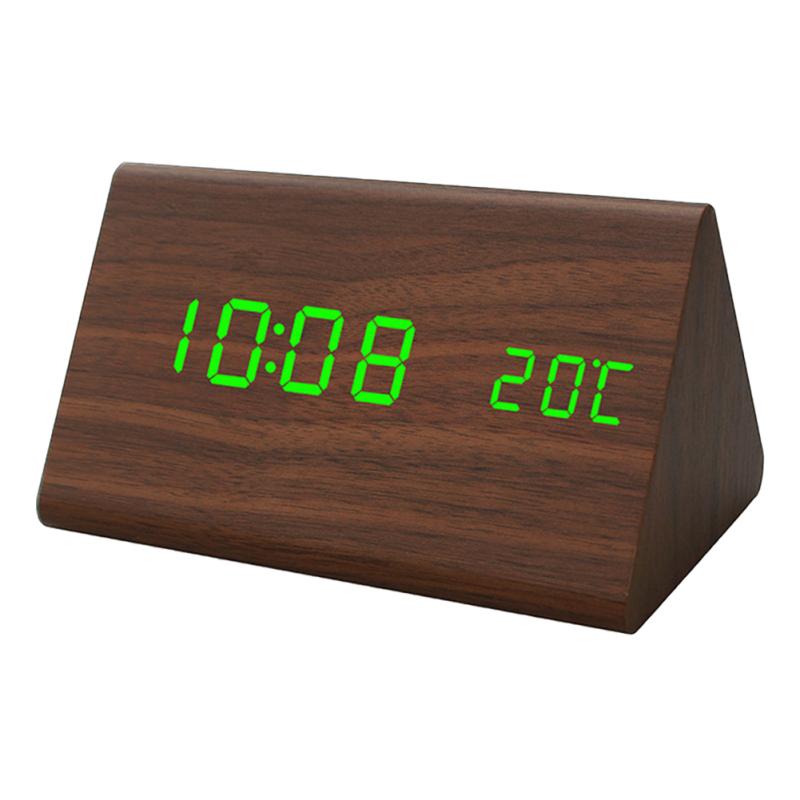 Digital Alarm Clock LED Adjustable Brightness Voice Control Minimalist Style Clocks With Temperature