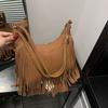 2025 модная трендовая персонализированная сумка-тоут с бахромой в стиле ретро большой вместимости для крутых малышек, повседневная портативная сумка через плечо с косым ремнем
