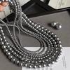 Gray Glass Pink Pearl Necklace Autumnwinter Style For Women