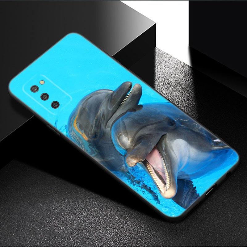 Animal Dolphin Phone Case For Samsung Galaxy A01 A03 Core A04 E A02 A05 A10 A20 A21 A30 A50 S A6 A8 Plus A7 2018 Black Cover