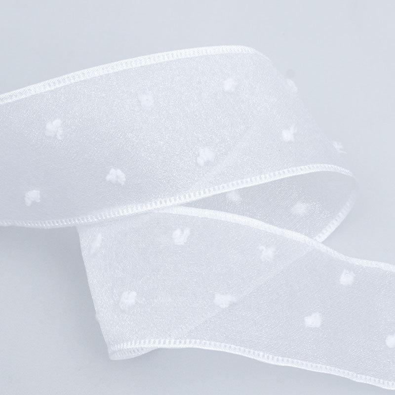 Elegant Spring and Summer Ribbon Double Layer Transparent Fur Ball Cuffed Ribbon Cake Hair Bands Decoration Bow Ruffled Ribbon Crafts Making Ribbons