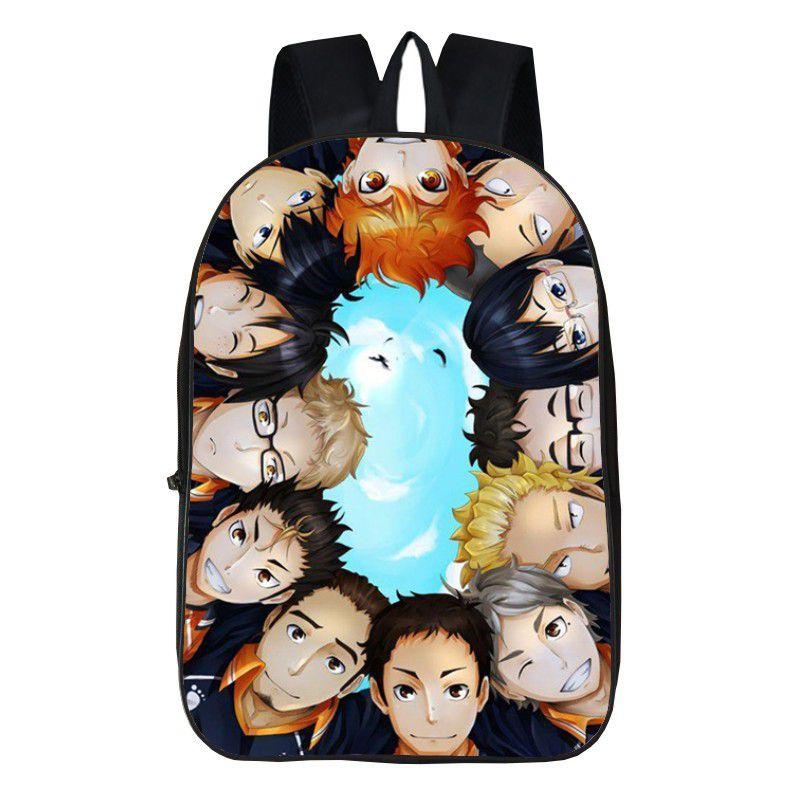 Fashionable Karasuno High School Backpack With Anime Haikyuu Print And Easy-clean Fabric