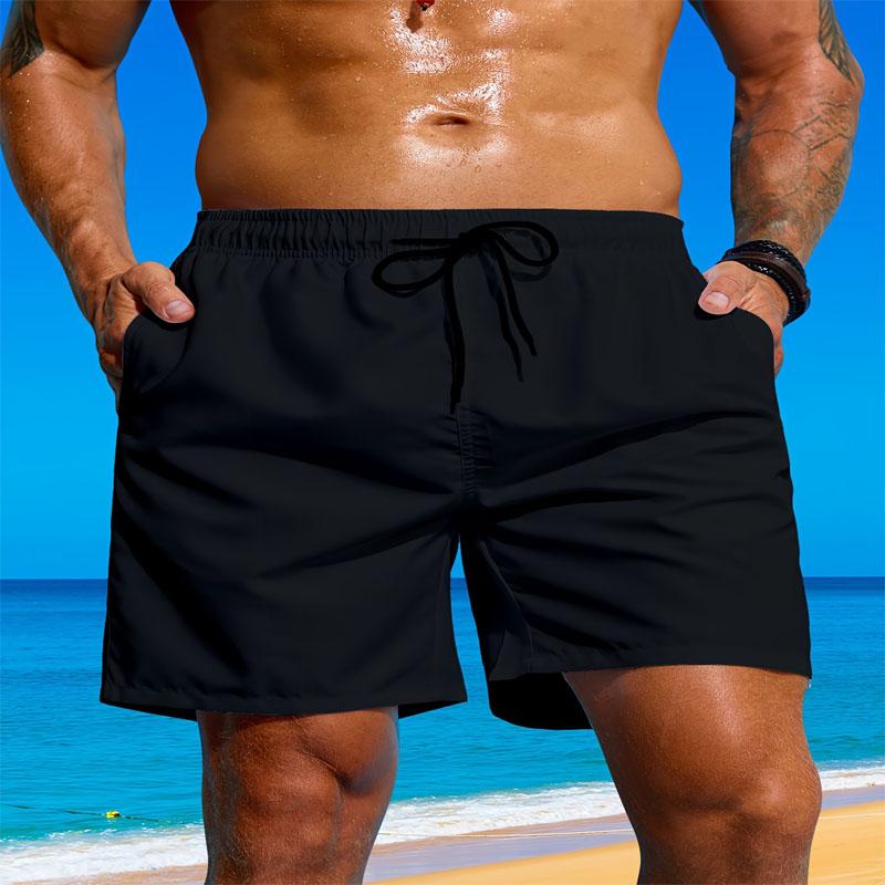 Мужские классические пляжные шорты на завязках с эластичным поясом и карманом, быстросохнущее полиэстеровое волокно, идеально подходит для лета