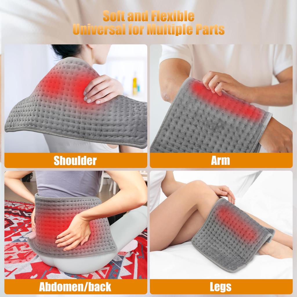 Heating Pad Relieves Back, Cramps, Abdominal, Knee and Leg Pain Automatic Shut-off Machine Washable Wet and Dry Heat Options