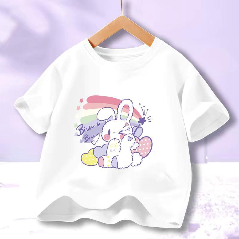 Girls' Anime Cartoon Short-Sleeve Cotton T-Shirt - Summer 2023 Trend