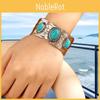 Ethnic Style Alloy Hand Jewelry With Turquoise Open Wide Bracelet For Women