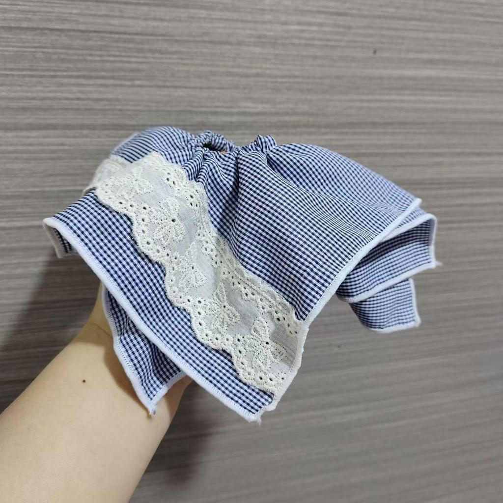 Корейский кружевной клетчатый шарф-резинка для волос - Элегантный аксессуар для конского хвоста