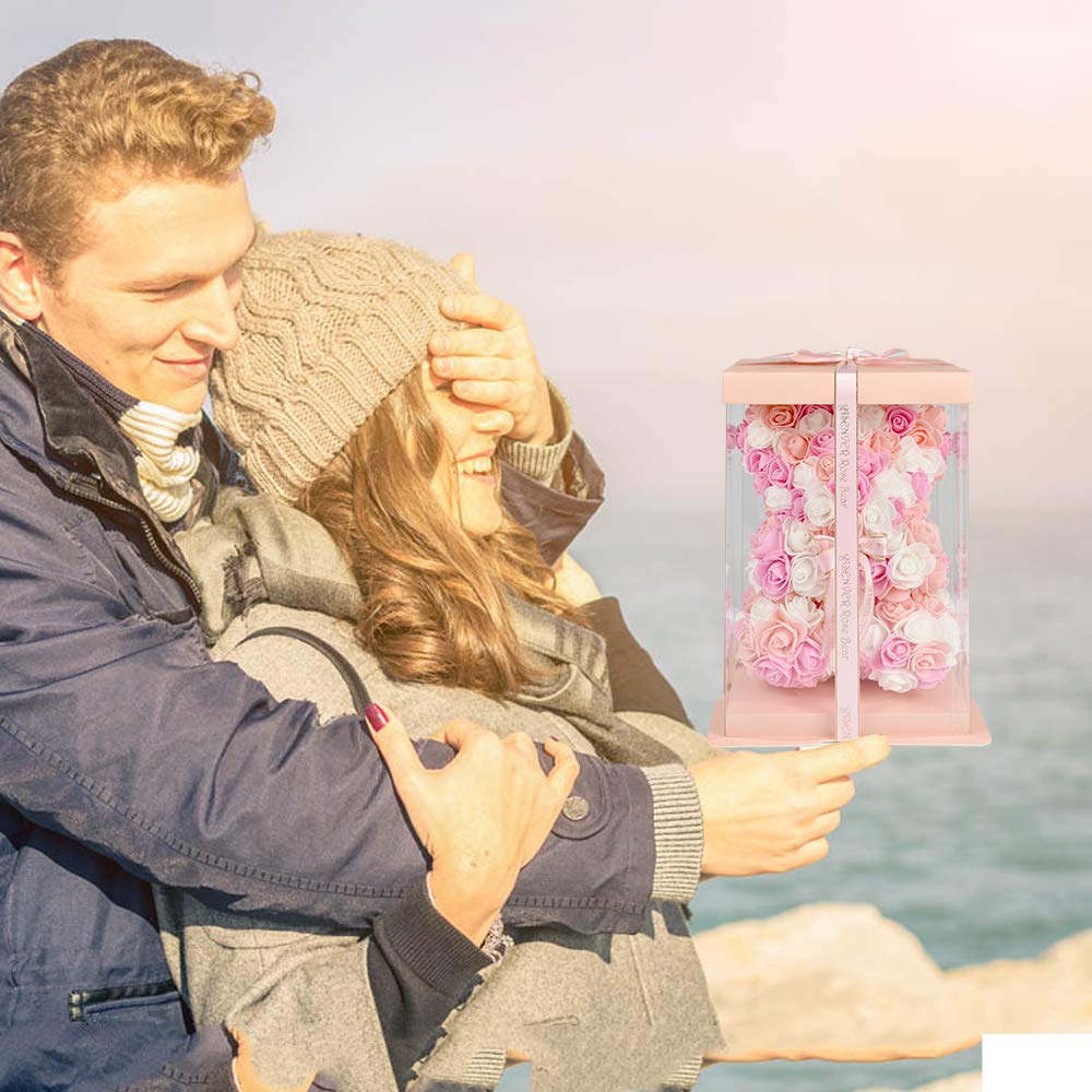 Enhong Rose Bear, a Never-fading Flower Plush Toy for Home Decor, Perfect As a Gift for Birthdays, Valentine's Day, Christmas, or New Year's (with