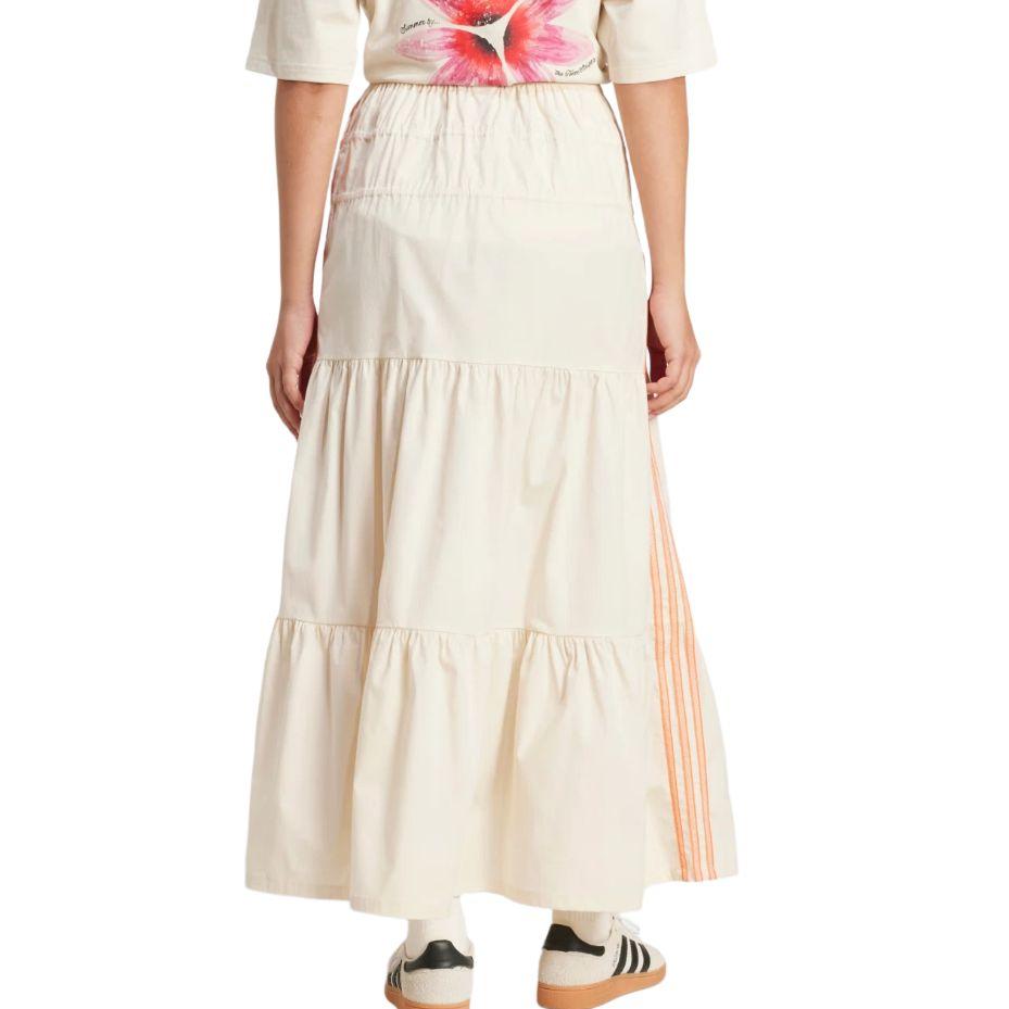 Adidas Originals Summer Glow three-stripe tiered midi skirt