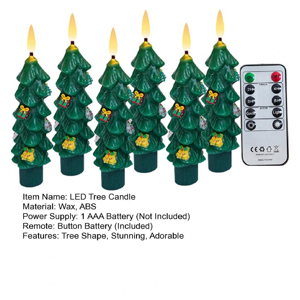 Led Taper Candles with Remote Control Smokeless Led Candles Set of 6 Led Flameless Tree Taper Candles Holiday Decor
