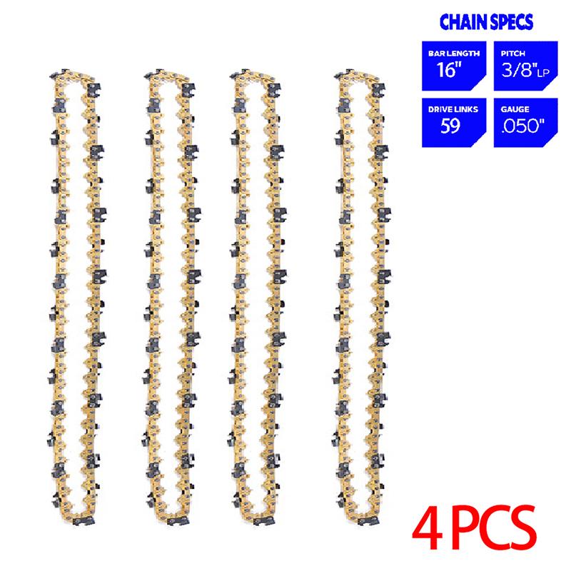 1/2/3/4/6 шт. 16-дюймовая цепная пила, лезвие для лесозаготовок, аксессуары для электропил, 59 приводных звеньев, 29 режущих звеньев, шаг 3/8 дюйма, LP, .050"