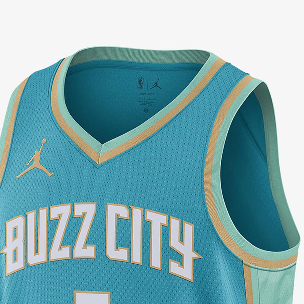 Jordan Пуловер с буквенно-цифровым принтом, баскетбольная майка Hornets Ball No. 1 мужские топы синего зеленого цвета DX8753-415