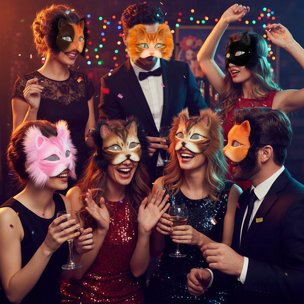 DIY Blank Masks Kit Half Face Hand Drawn Animal Cat Fox Mask DIY Handmade Graffiti Half Face Mask Party Halloween Christmas Gift