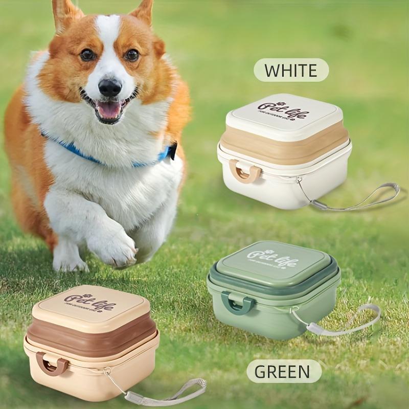 Складные двойные миски для домашних животных 2-в-1 — герметичные, портативные, кормушка для домашних животных и поилка для воды — дорожные миски для собак с крышкой для путешествий и прогулок на свежем воздухе