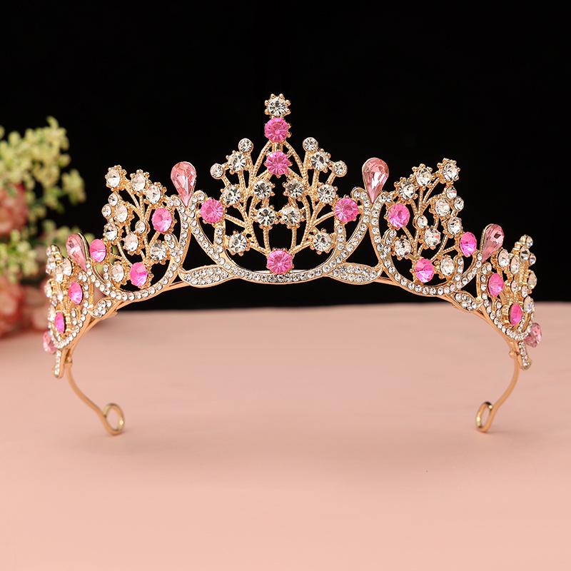 Crystal Red Princess Crown Headdress: Sweet Bridal Hair Accessory & 18th Birthday Gift