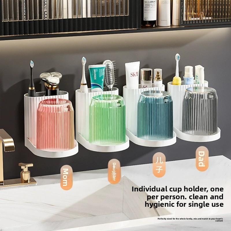 Soporte para cepillos de dientes de pared sin taladros organizador de baño adhesivo