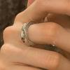 Stylish 925 Sterling Silver Geometric Ring Chic Korean Fashion Adjustable Design For Women