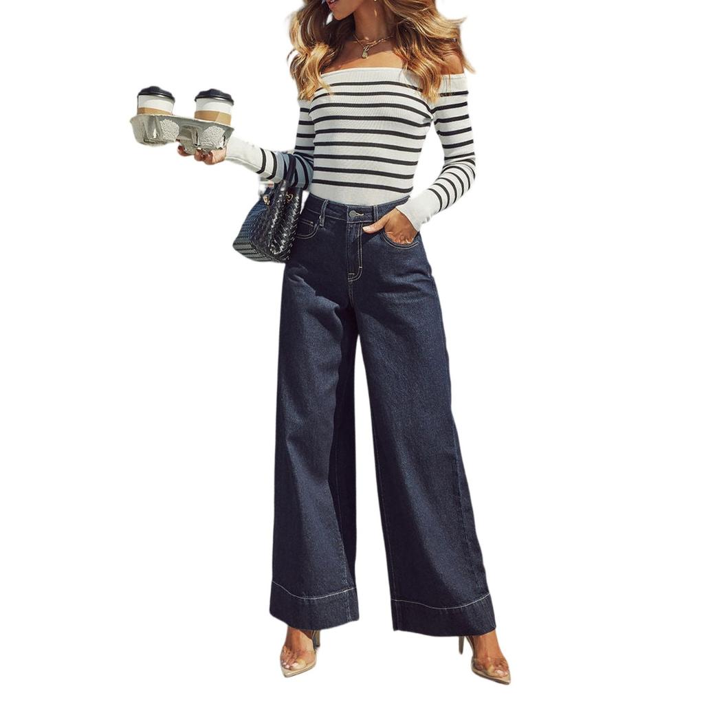 Women's Denim Classic Versatile High Waist Fashionable Trousers