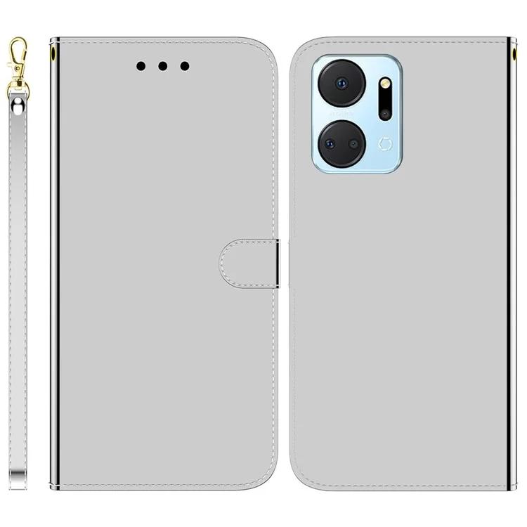 Для Honor X7a 5G зеркальный защитный чехол для телефона флип кожаный кошелек чехол для телефона