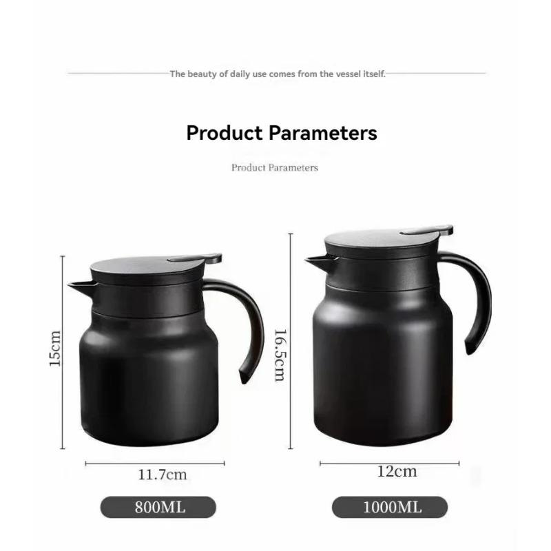 1L Insulation Kettle Bottle Water Stainless Steel Rustproof for Coffee Tea Milk Beverage Thermal Pot Thermos Leakproof