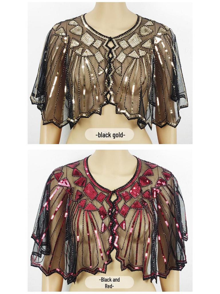 Women's Sequined Mesh Shawl - Summer Sun Protection, Slim Short Style