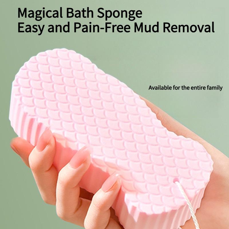 1PC Fish Scale Bath Scrubbing Sponge with Mud Scrub Towel Miracle Baby & Children's Bath Towel Gentle on Skin, Painless Baby Scrub