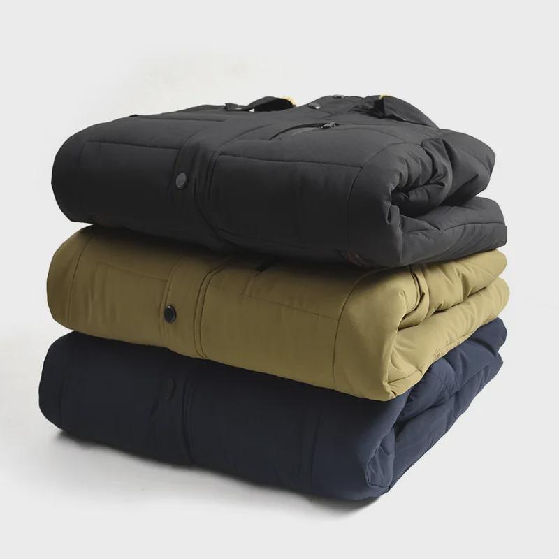 Мужская зимняя хлопковая куртка с капюшоном 2021 года — теплая и плотная, идеально подходит для пап среднего возраста