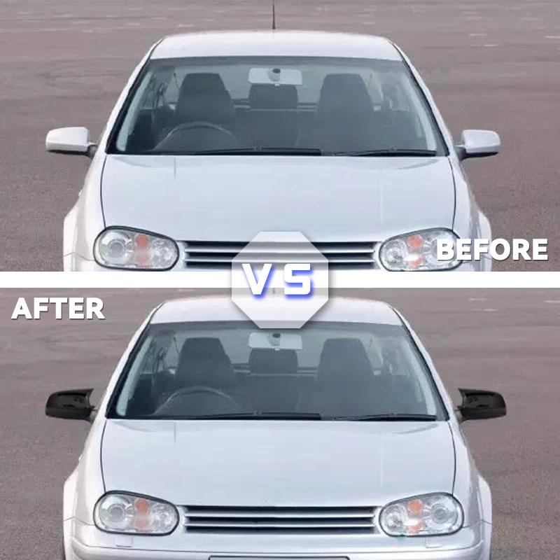 Крышка зеркала в стиле летучей мыши для Volkswagen Golf 4 MK4 1997-2003, крышка зеркала заднего вида, 2 шт., глянцевая черная автомобильная защита, внешние щитки