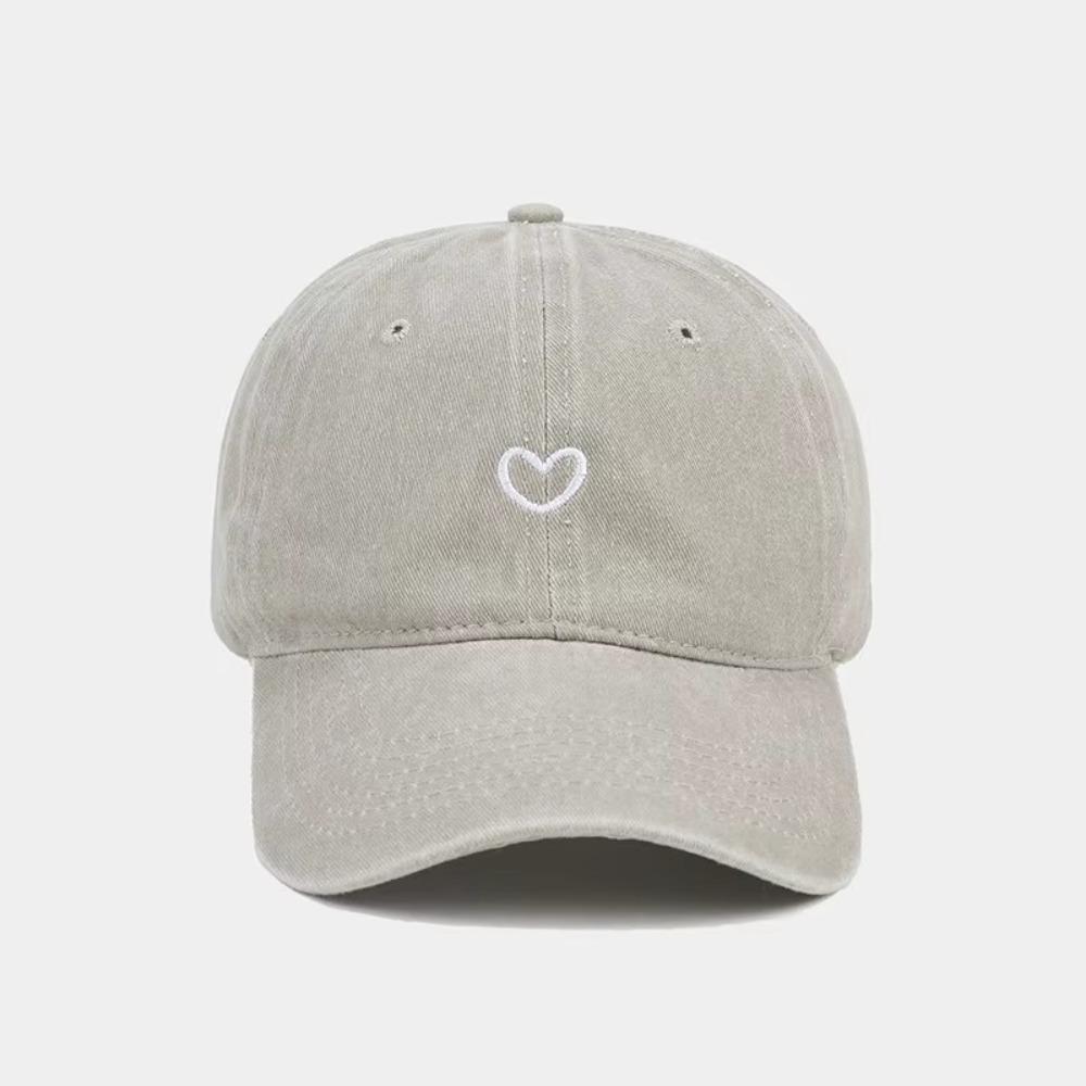 Washed Cotton Sun Hat Embroidered Love Sunscreen Cap Casual Baseball Cap Women Men