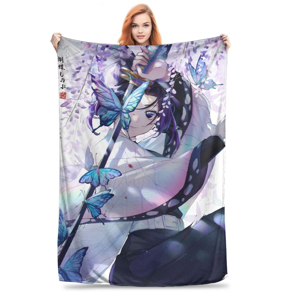 Nezuko Demon Slayer Blankets Fleece All Season  Portable Lightweight Thin Throw Blanket for Bedding Couch Bedspread