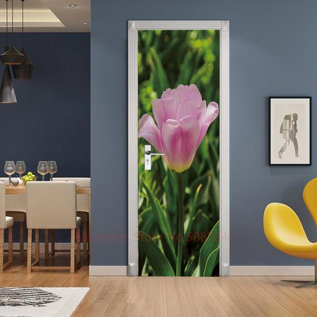 Растение, джунгли, пейзаж, наклейки на дверь, украшение для спальни, ванной комнаты, комната для мальчиков и девочек, оконная стена, 3d обои, вход, постер, фреска