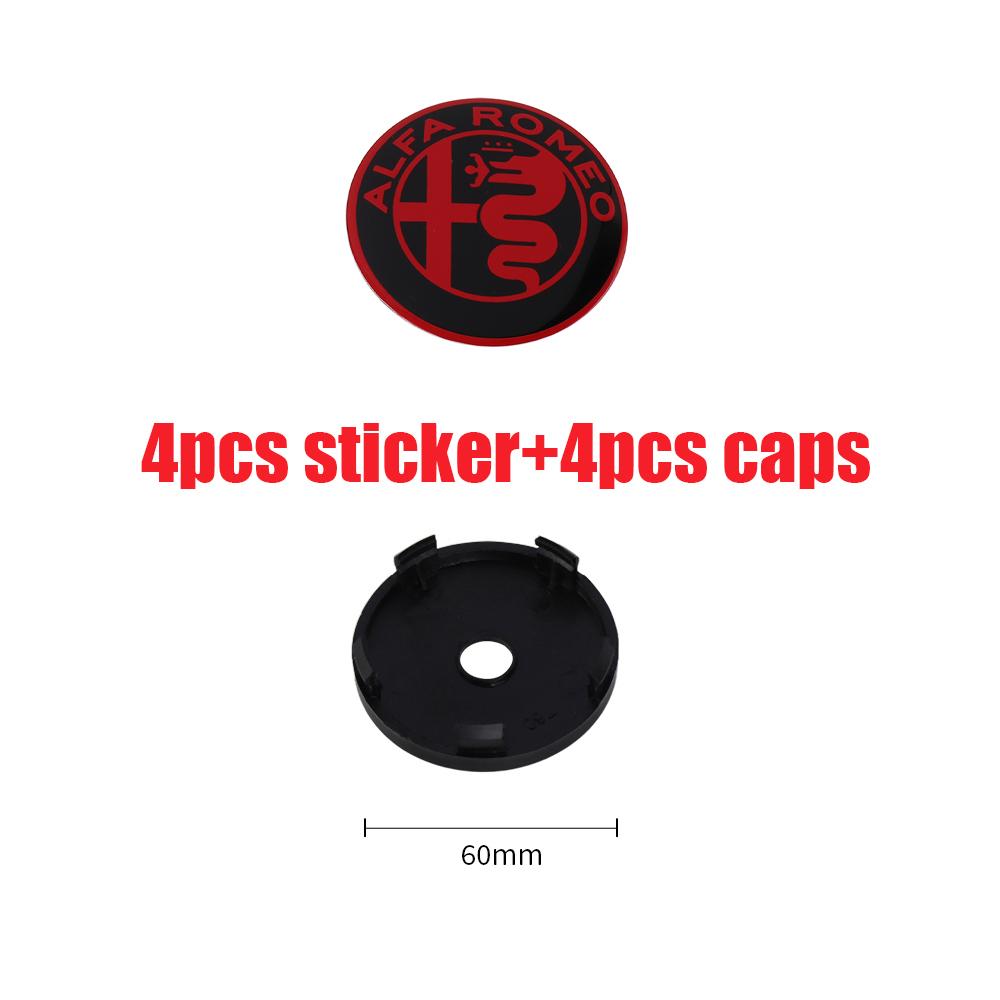 OUVKF1 4Pcs For Alfa Romeo Giulietta 147 Giulia Spider GT MiTo Stelvio 159 TZ3 Car Wheel Center Hub Caps Sticker Badge Tire Rim Covers