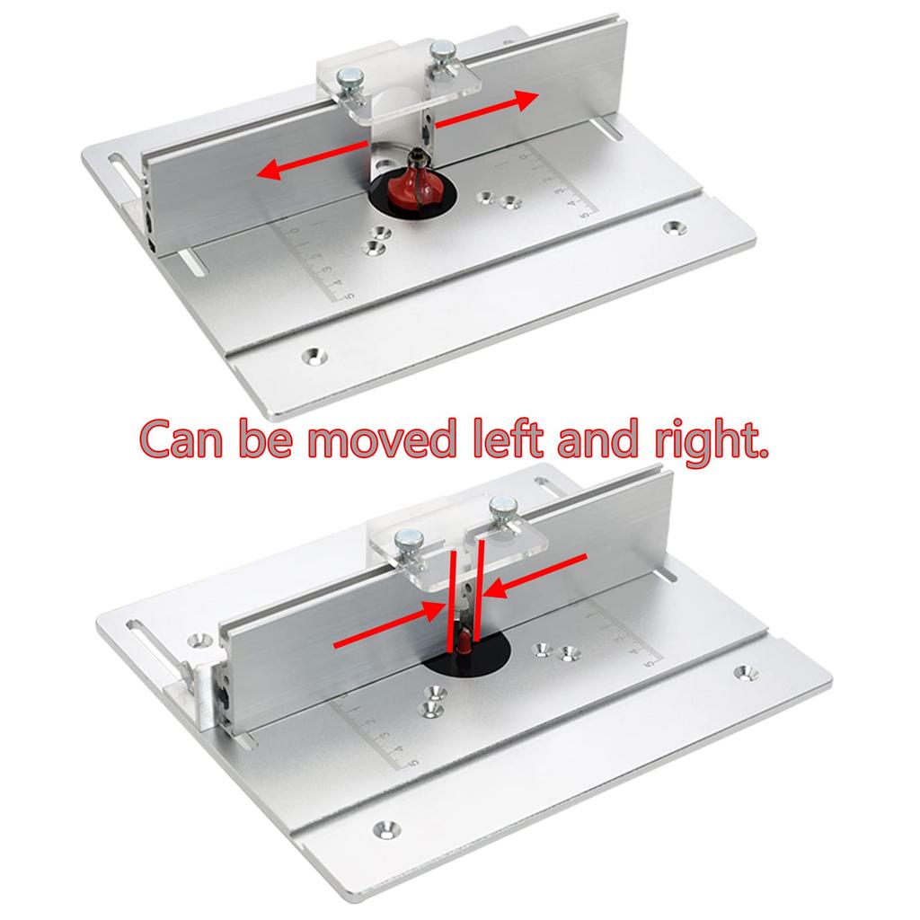 Milling Machine Table Insert Plate, Aluminum Router Table Top with Back Fence and Square, Universal Cutter Flap for Woodworking Workbench (Silver)