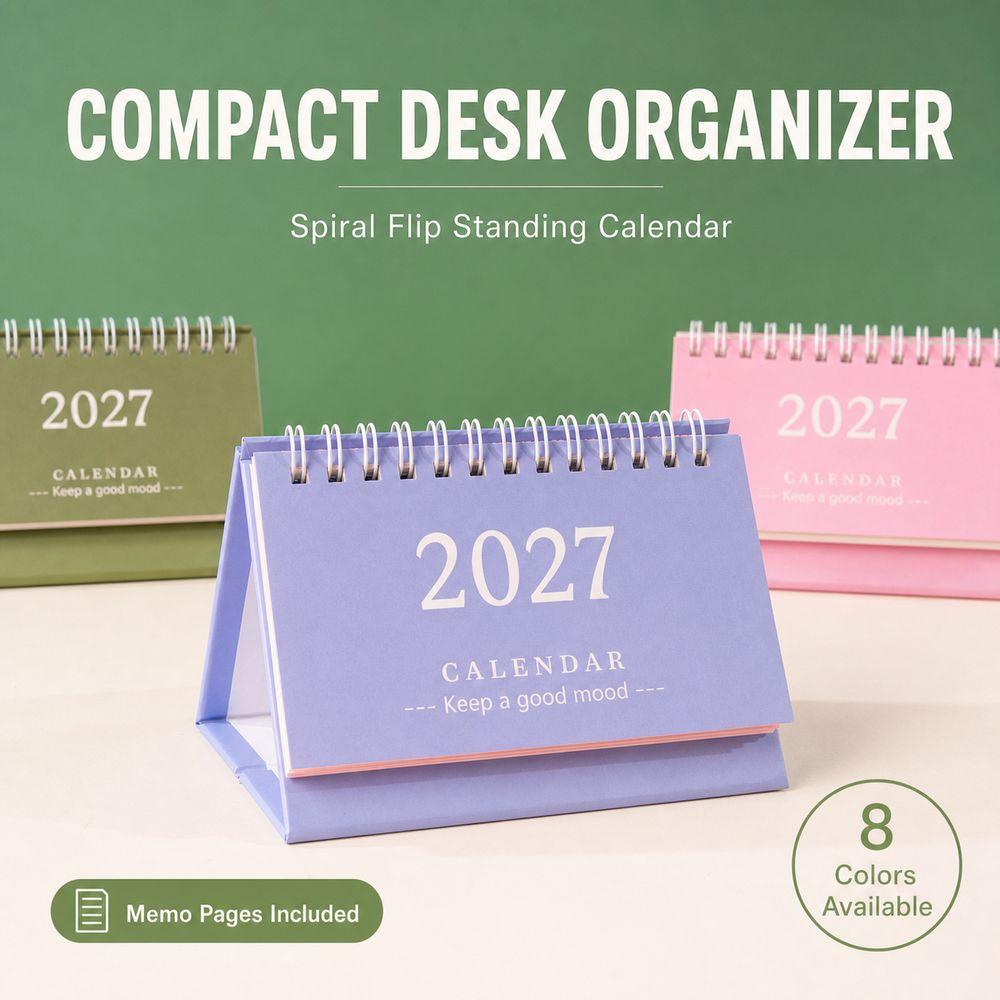 Mini Standing Calendar Coil Flip Calendar New 2027 Desk Calendar Desk Planning