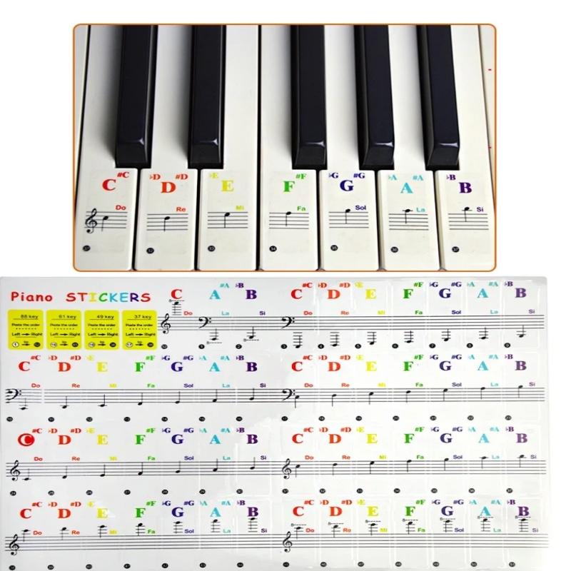 1 шт. цветные наклейки для фортепиано, нотный звук, имя, перекличка, наклейки для 37, 49, 88, 61 клавиш, электронный орган, клавиатура, аксессуары для фортепиано