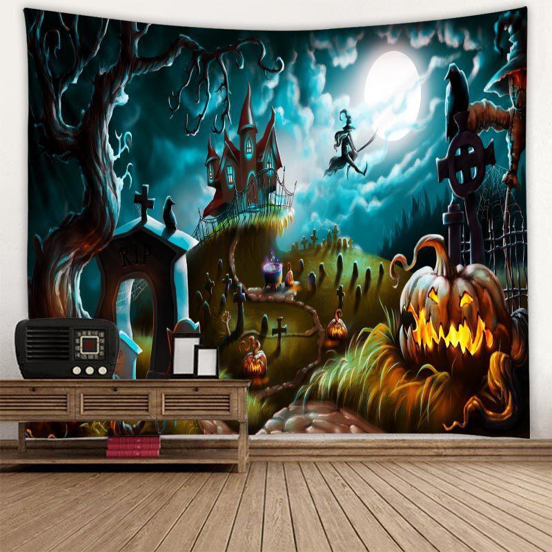 Happy Halloween Tapestry Wall Hanging Home Decor Horror Pumpkin Blanket Witch Aesthetics Living Room Tapestry Decoration
