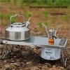 Stainless Steel Folding Camping Table with Flat Gas Stove Combo Portable Cook Table for BBQ Picnic Wind-Resistant Outdoor Dining Set