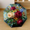 Floral Bouquet Painting Automatic Umbrella Retractable Design With 8Rib Durability Durable Plastic Iron Durable Everyday Carry Umbrella Vibrant