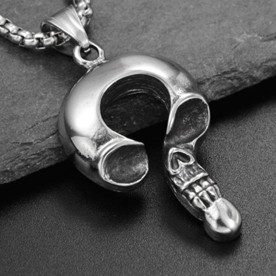 Ожерелье ювелирные изделия в стиле панк Винтаж серебряный цвет вопросительный знак череп кулон украшение на шею ювелирные изделия