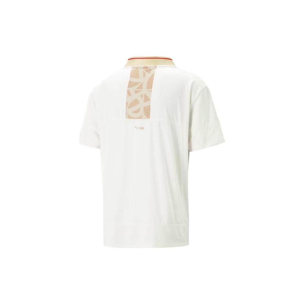 Puma X Ciele Co-Branded Logo Patch V-Neck Short Sleeve T-Shirt Men Tops White 523422-66