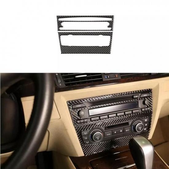 For BMW 3-Series Real Carbon Fiber Trim Car Middle Console CD Switch Frame 05-12