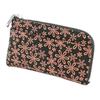 Coin Purse F Coin Purse 05 Deerskin Black X Pink Lacquer Snowdrop Pattern Inden-ya 1005-51-160