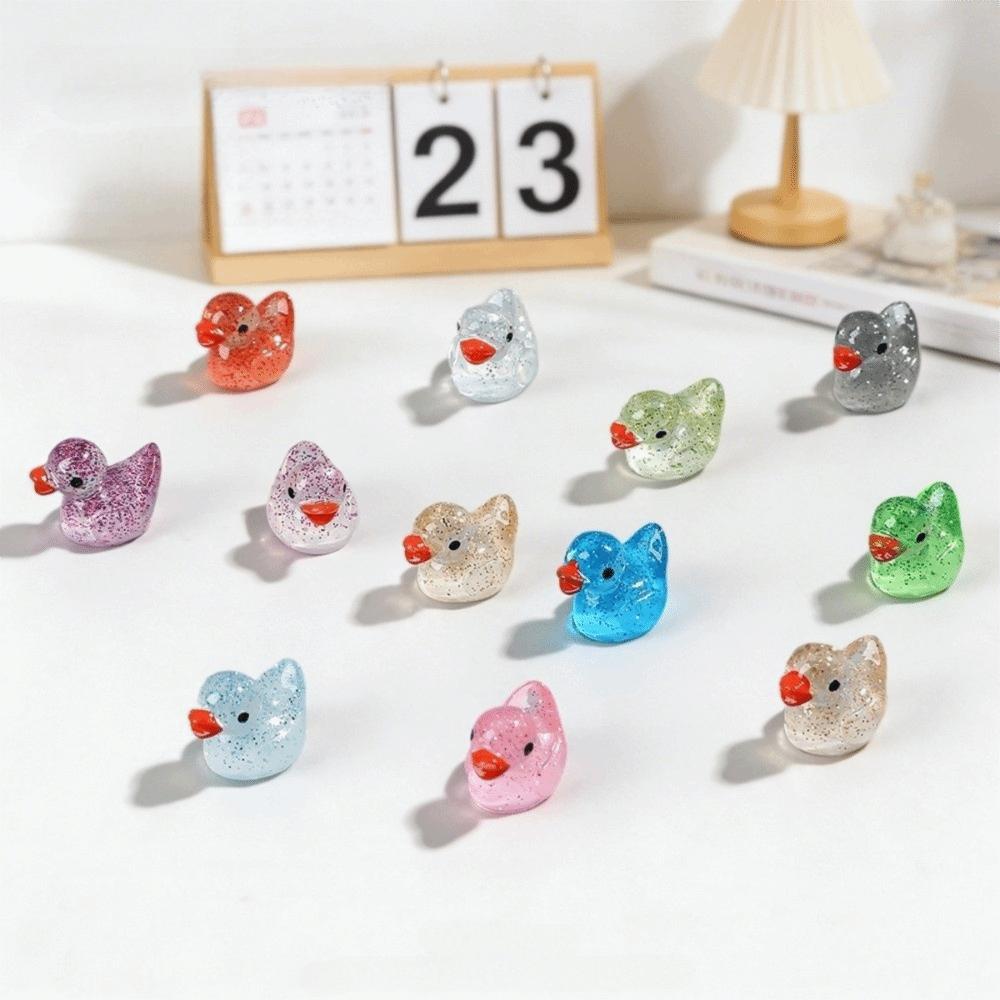 Mini Small Resin Duck Figure Toy Glittering Mini Tiny Ducks Miniature Duck Ornament  Garden Decor