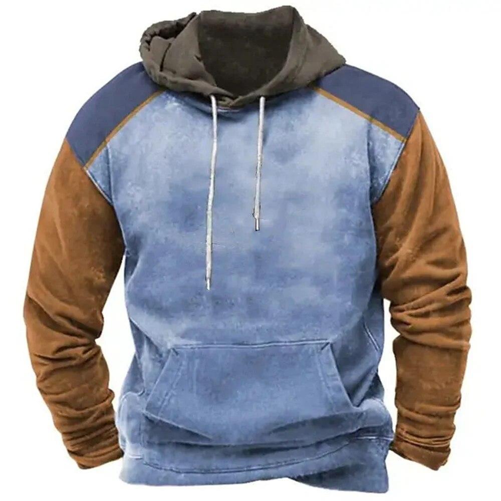 Индийские ковбойские осенне-зимние мужские толстовки в стиле ретро, винтажный пуловер, модный свитшот большого размера, повседневные топы с длинными рукавами, одежда