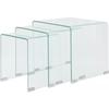 Set of Nesting Tables - vidaXL - 3 Pieces - Tempered Glass - Transparent - Contemporary Design