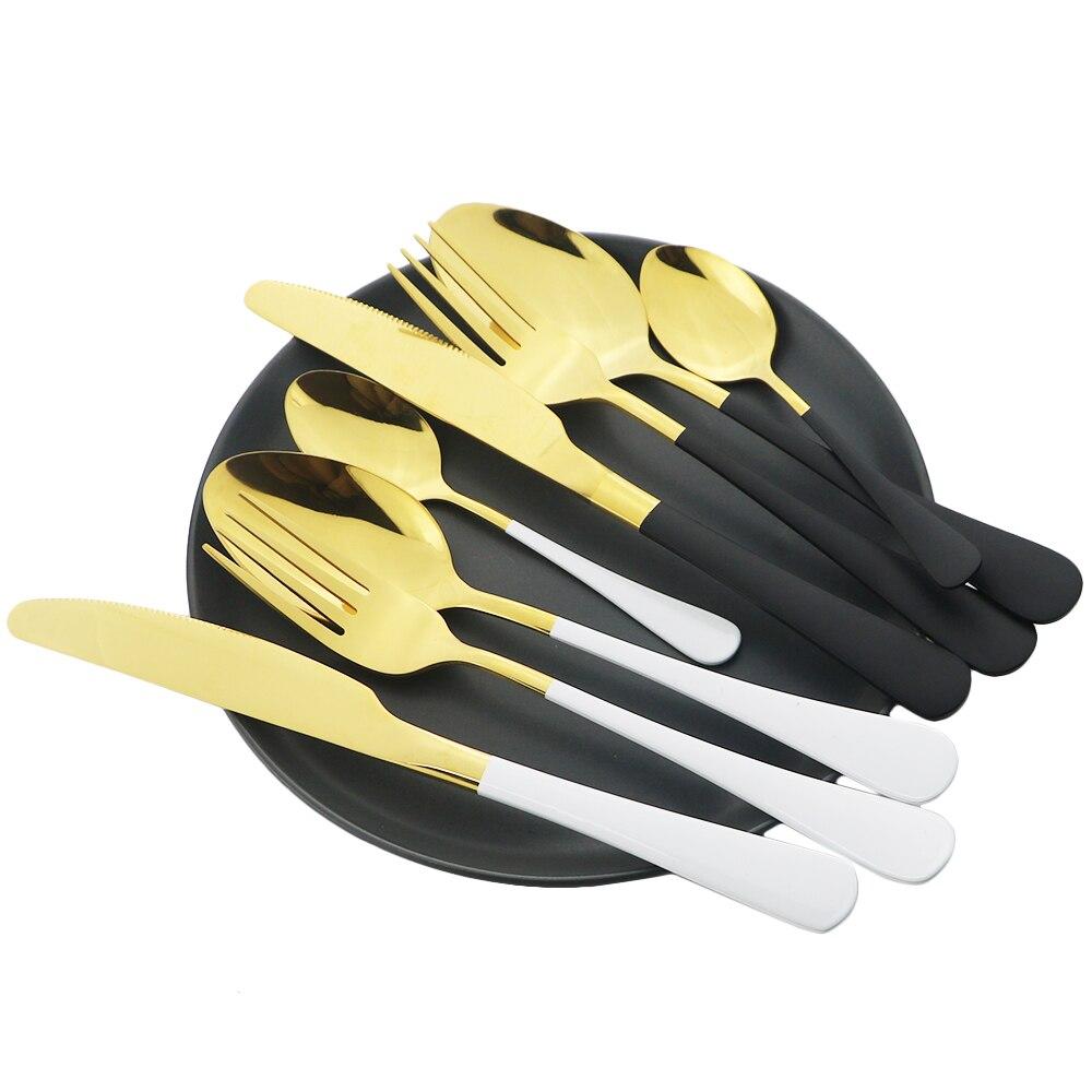 Набор столовых приборов из розового золота, столовые приборы из нержавеющей стали, 6 компл., обеденные ножи, вилки, кофейная ложка, столовая посуда, набор кухонной посуды